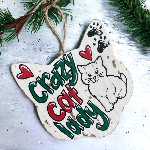 Pawsitively Purr-fect Handprinted Crazy Cat Lady Ornament - Peraonalized Gift - Picture 5 of 8